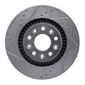 Ford Five Hundred Brake Rotor (1) - Front Left - R1 Concepts - Drilled & Slotted - Silver - `05-`09